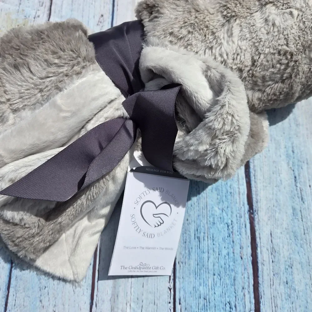 The Grandparent Gift Co. Love You Luxurious Gray Faux Fur Throw Blanket